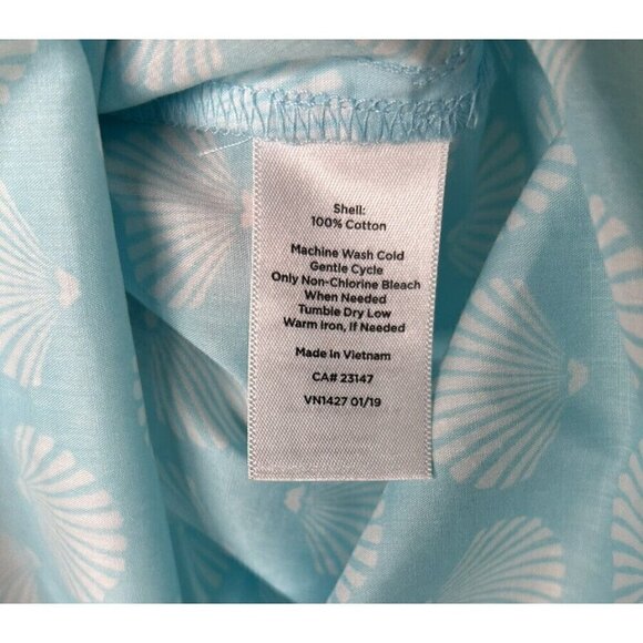 Talbots Cotton Blouse Blue White Scallop Sleeveless Tank Round Neck Size Small - Picture 7 of 8